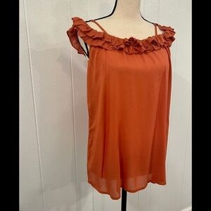 Cover Stitched orange off shoulder top
